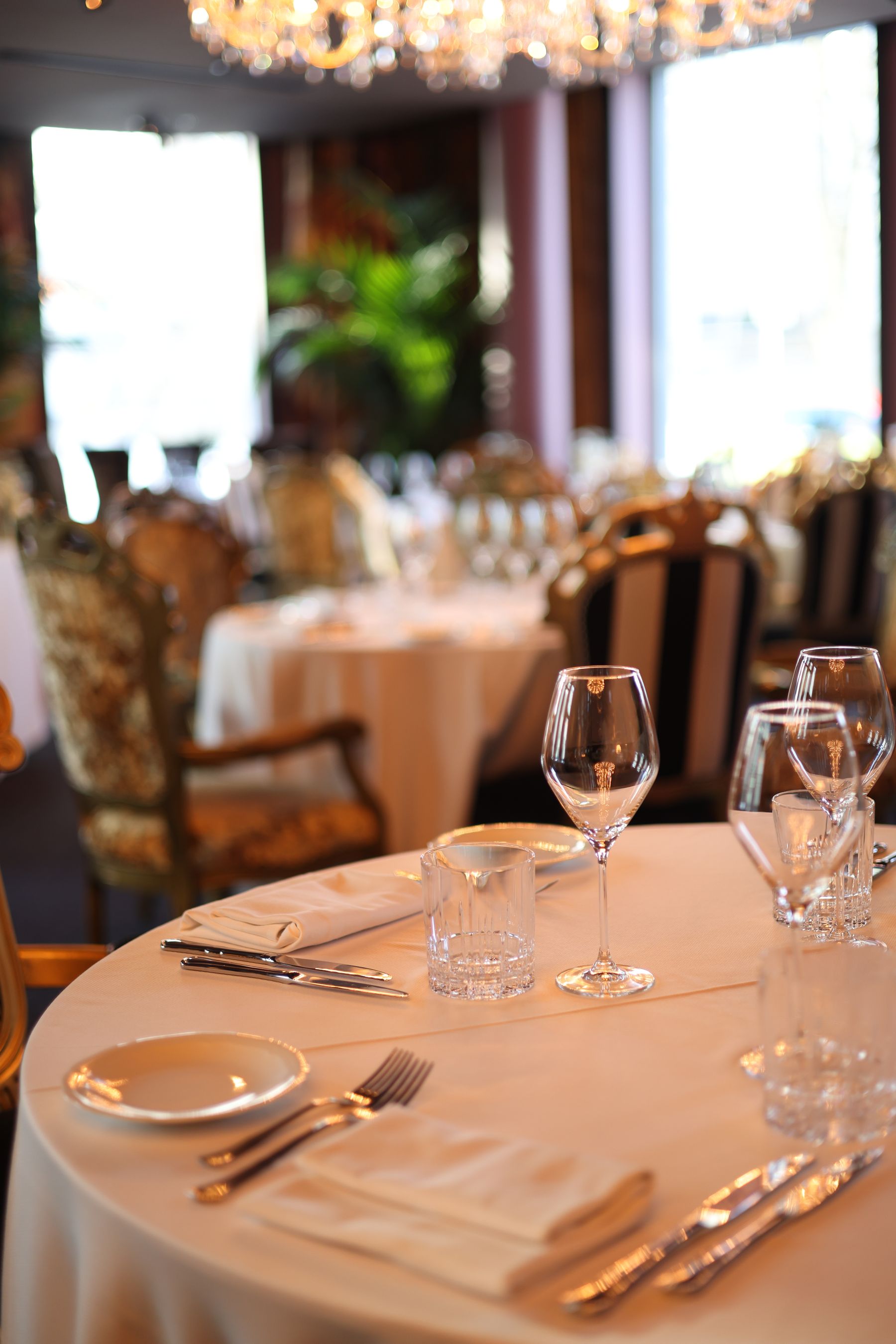 Fine dining table set for dinner service